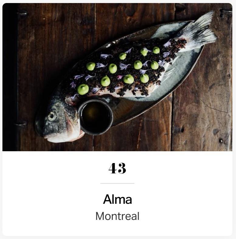 Alma North America's 50 Best Restaurants awards North America's 50 Best Restaurants awards