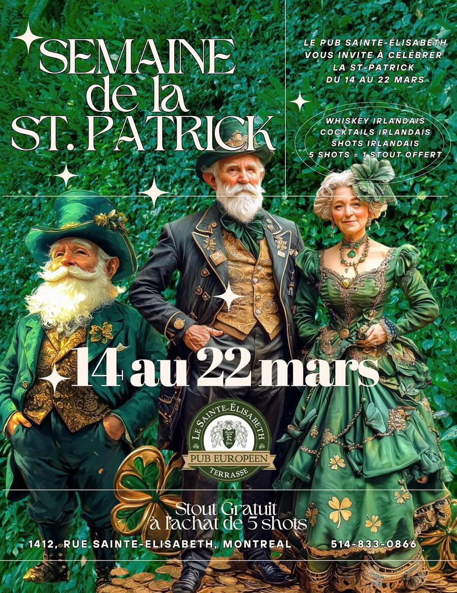 Pub Le Sainte-Élisabeth - Où célébrer la Saint-Patrick à Montréal ?