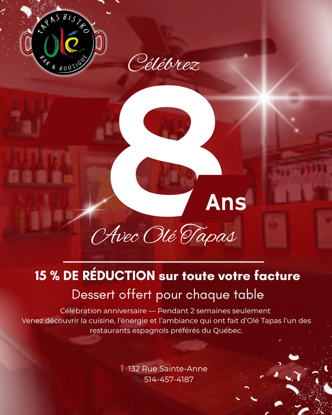 Olé Tapas Turns 8 - Celebrate With Us! Event